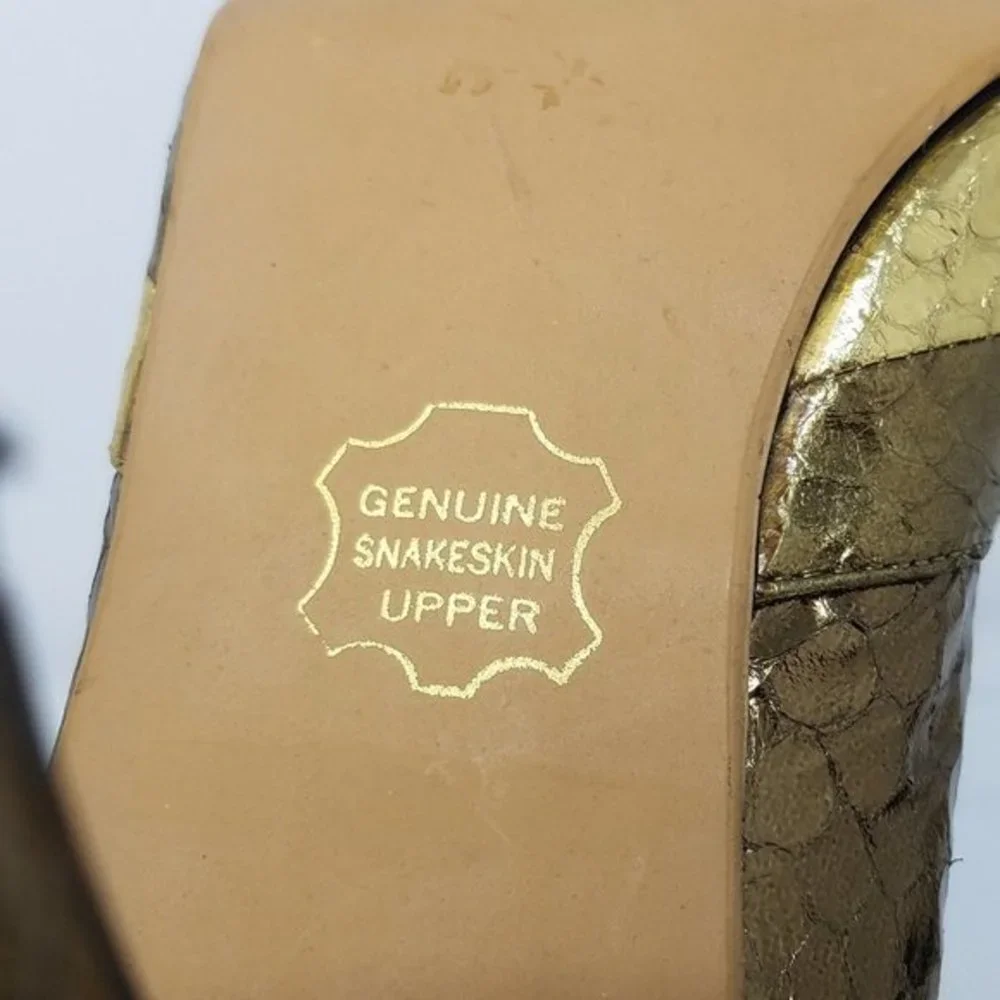 Fredrico shoe MEGAN gold genuine snakeskin VTG 9‎ - Picture 4 of 9